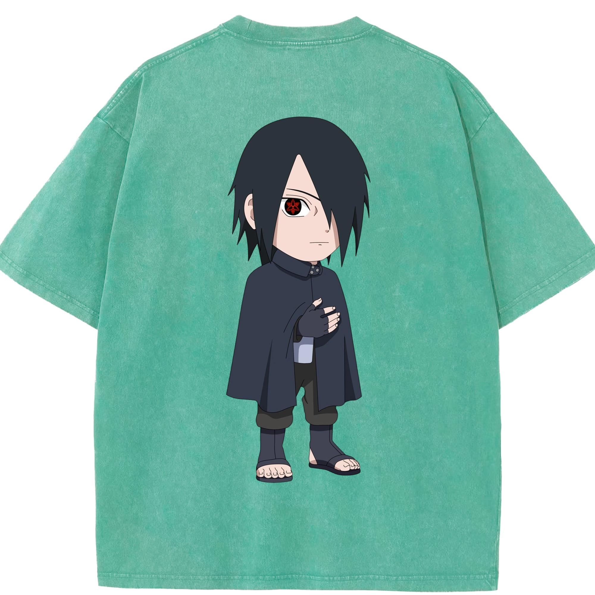 （画像用） NARUTO -ナルト- うちは サスケ Uchiha Sasuke 綿100% ヴィンテージ風 半袖Tシャツ（背面プリント）